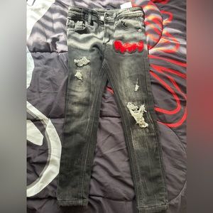Boy jeans..size 6…black & red…RAW